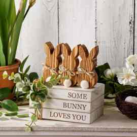 跨境厂家复活节木制兔子桌面摆件北欧风家居节日装饰品木质工艺品