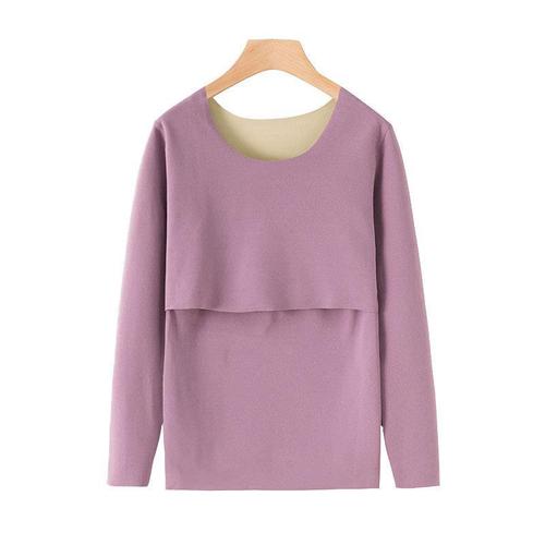 A warm, padded maternity and nursing top with long sleeves for postpartum use, model 3211