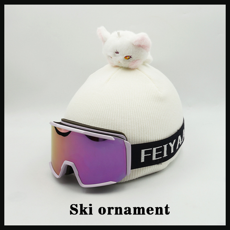 Ski Helmet Decoration Motorcycle Helmet Gear White Fox Doll