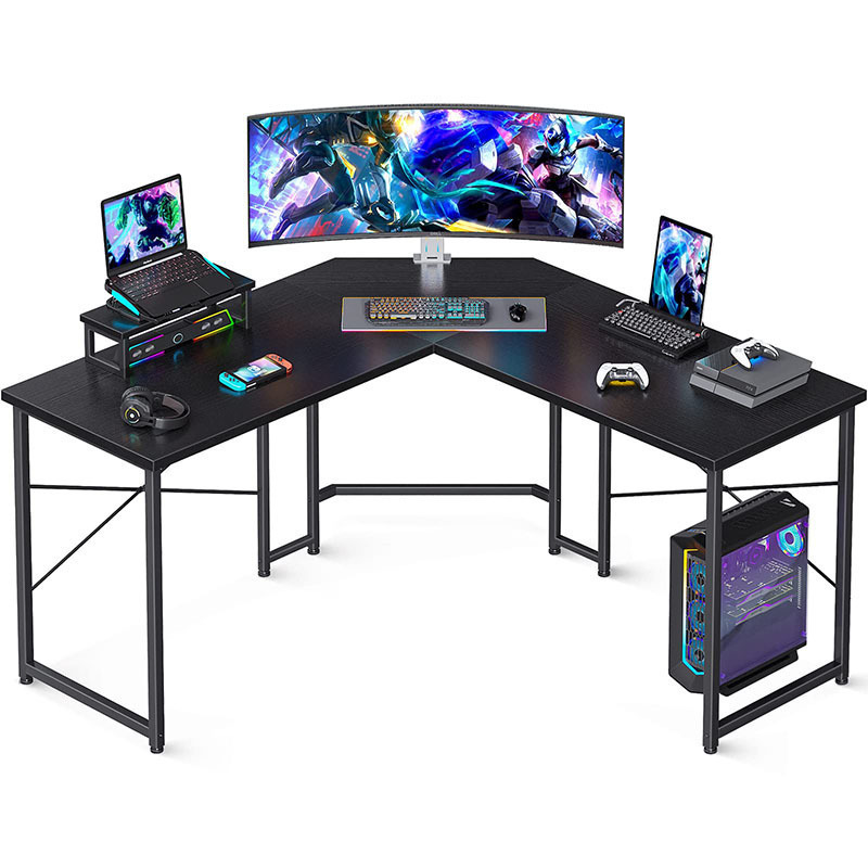 Corner Desktop Computer Desk Home Bedroom Desk Carbon Fiber Black Gaming Desk Corner Office Desk Study Desk