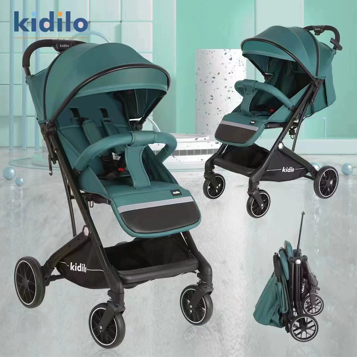 Легчайшая ультра-легкая складная коляска Kidilo, универсальная детская тележка с сиденьем, может сидеть и лежать