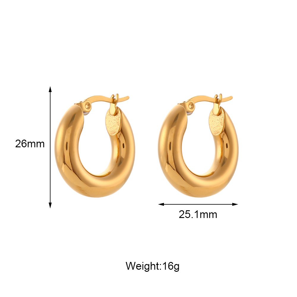 Fashion Round Stainless Steel Plating Hoop Earrings 1 Pair