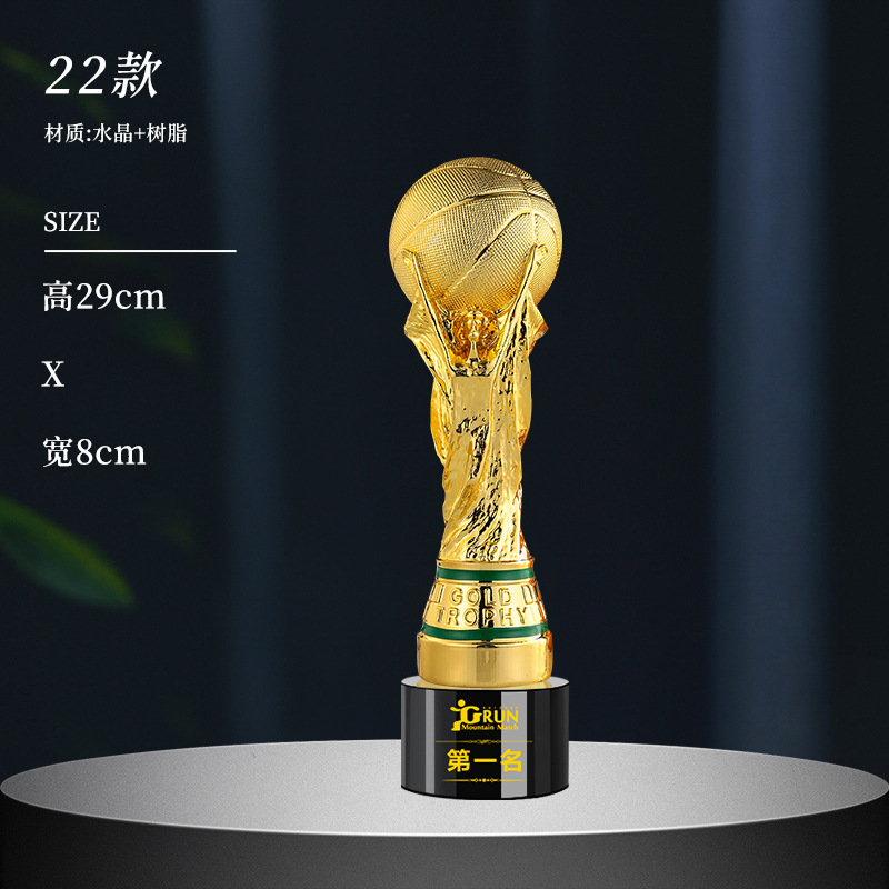 Fútbol Trofeo de cristal Creativo Tirador Deportivo Juegos Mundiales Torneo Medalla de resina Premios de equipo árbitro