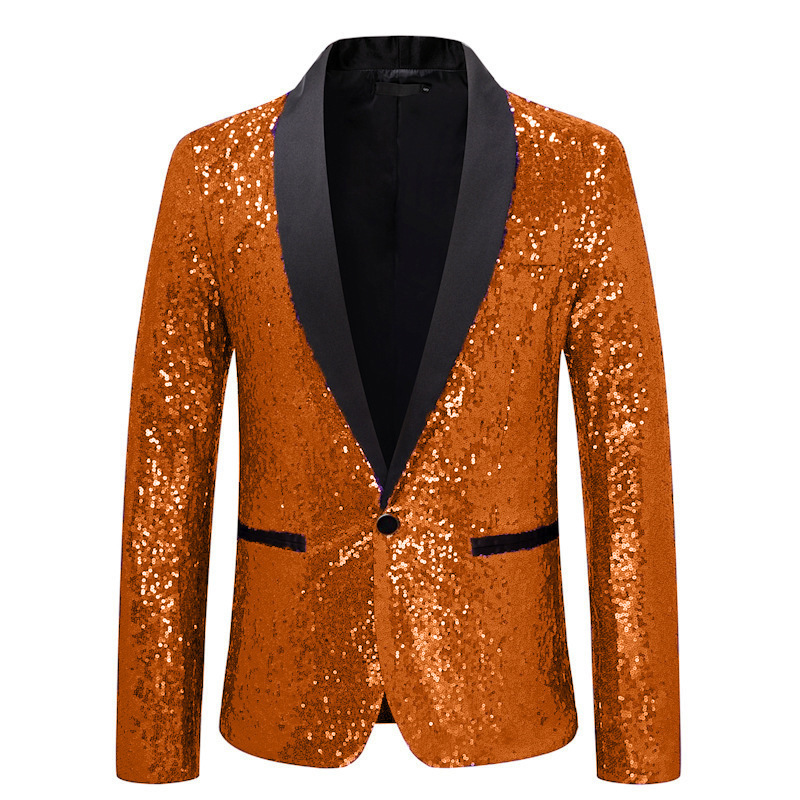 2025 Cross-Border Export New Shiny Special Effect Jacket Amazon Purchasing Special Price Men's Sequin Suit Suit