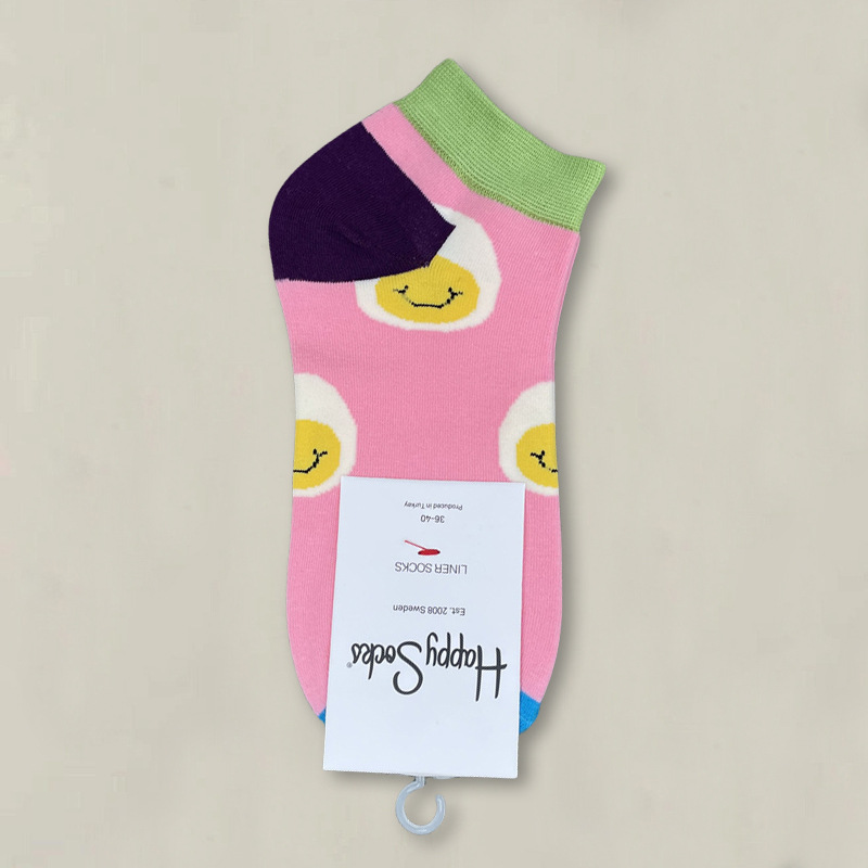 HappySocksハイスキンのショートソックスの漫画の浅い口の低い女性のスウェーデンのファッションのタイプのソックスの春夏のカラー