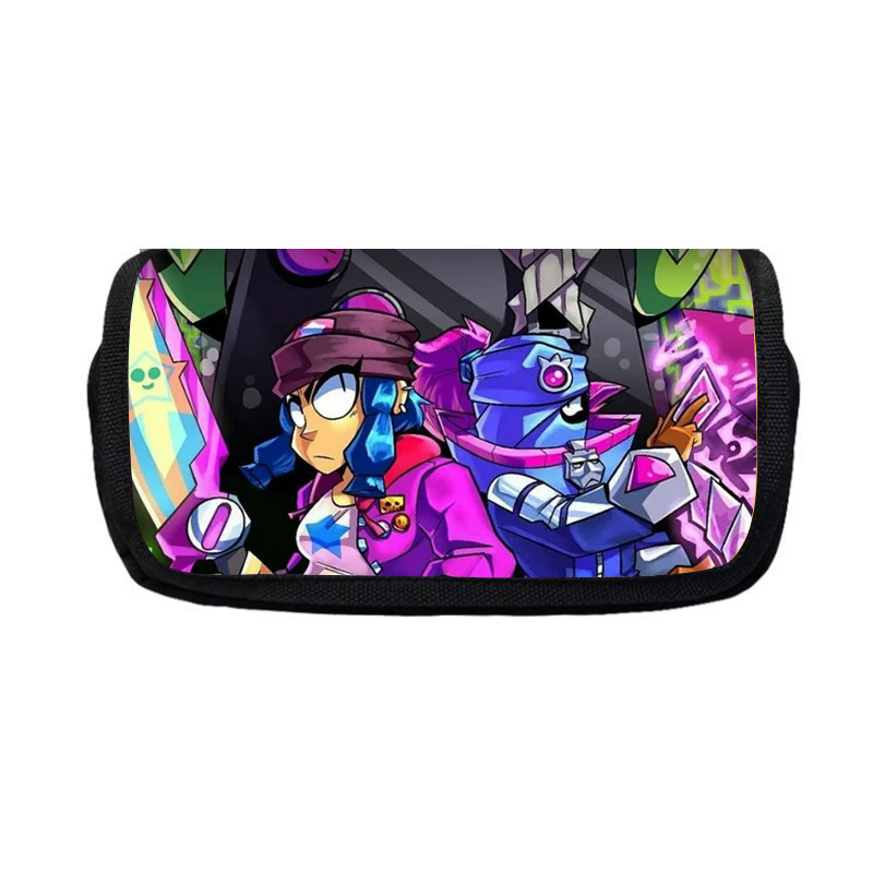 Nuevo salvaje bolsas de lápiz de estudiantes de gran capacidad caja de papelería personaje creativo de niños caja de lápiz doble lote transfronterizo