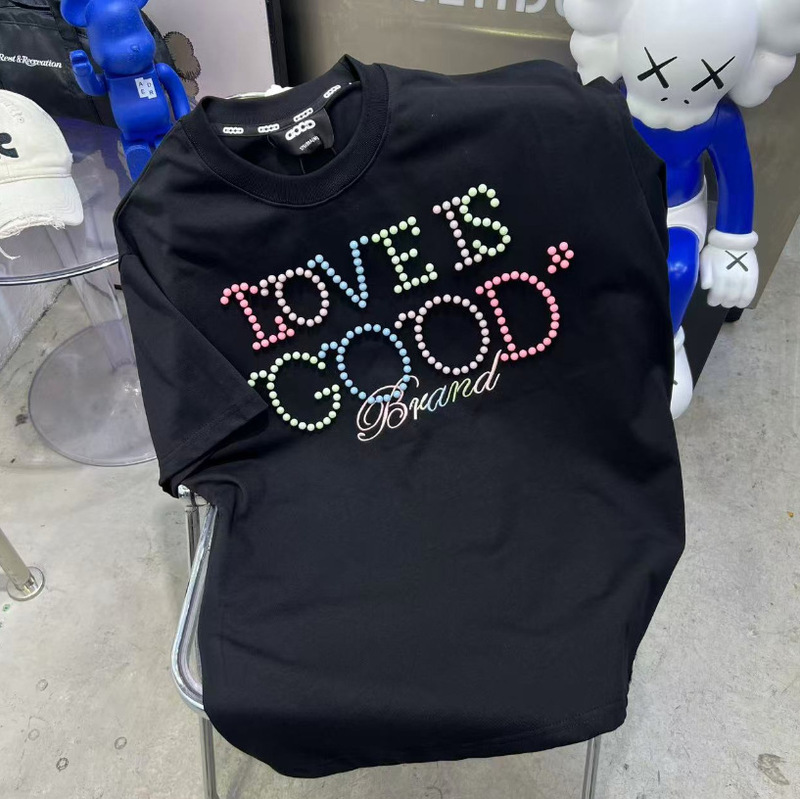 越境トレンドブランド 高品質GOOD ホリデー カラフルキャンディー ジェムストーン ライトラグジュアリー ファッション 高級感Tシャツ 男女兼用|undefined