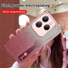 传音InfinixSpark GO2025电镀闪粉腕带手机壳Note30斜跨挂绳Hot50