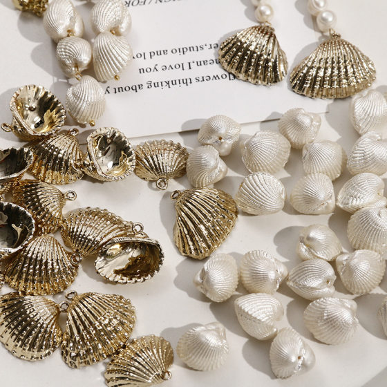 ins trendy creative all-match natural shell straight hole beaded earrings women's necklace bracelet DIY jewelry accessories material