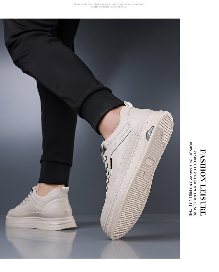 Giày da nam sneaker cổ thấp khâu chỉ thủ công, đế bằng, dây buộc phía trước — Màu nâu, Màu trắng, màu đen chi tiết 17
