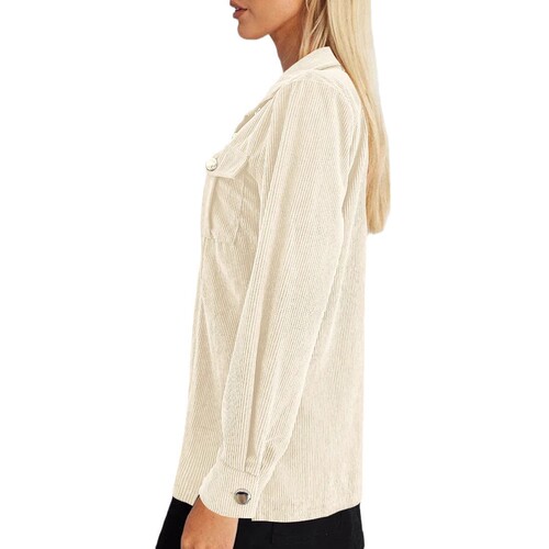 European and American Autumn/Winter New Arrival Solid-Color Corduroy Lapel Cardigan Loose Casual Elegant Coat for Women