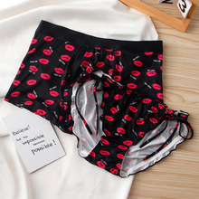 情侣内裤唇印一男一女性感情侣款套装红色本命年纯欲系带简约内衣