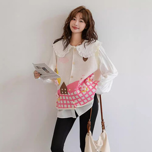 Autumn and Winter Pregnant Women's Fashion Korean Style Pregnant Women's Vest Cardigan Loose Mid-length plus size Casual Cute Matching Sweater