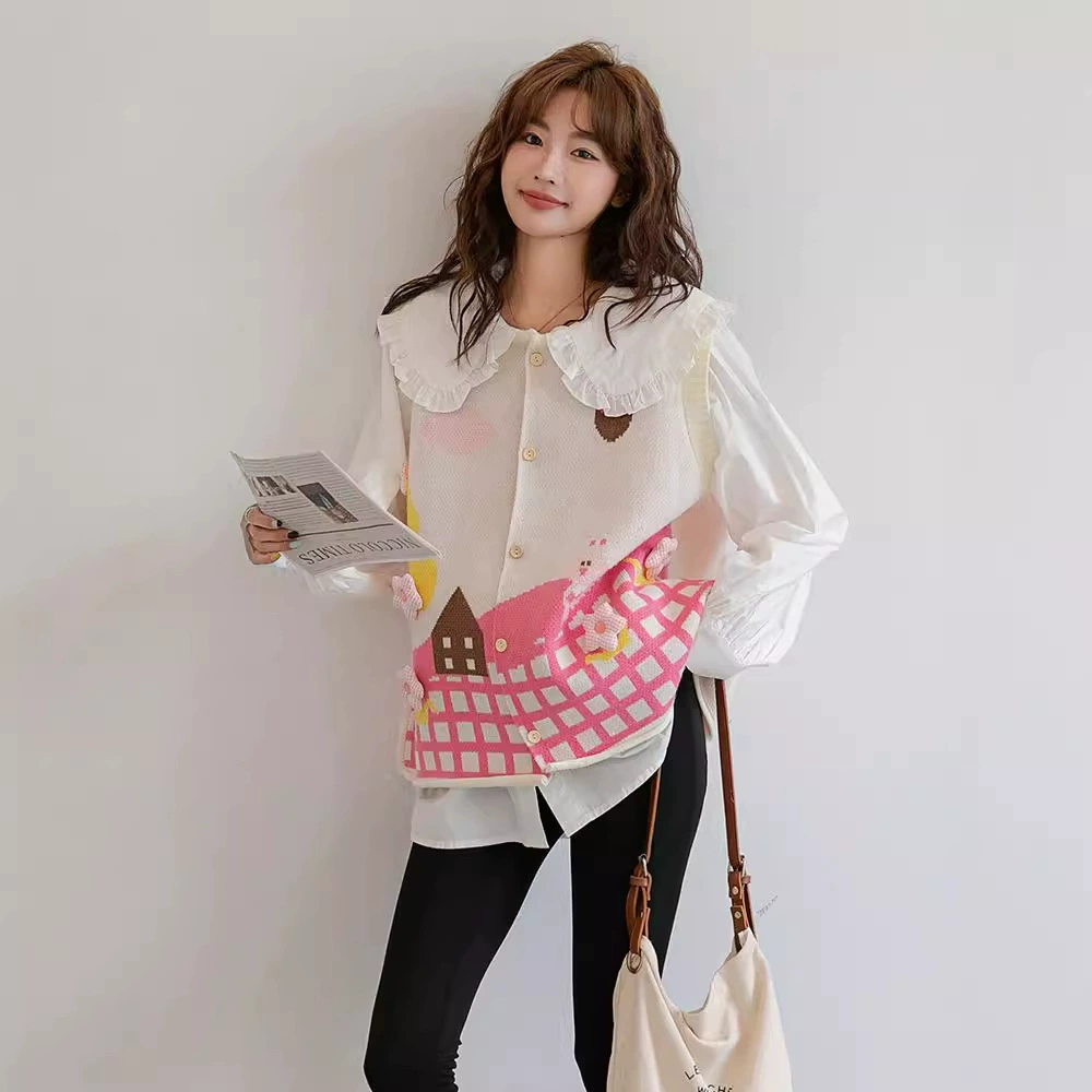 Осенняя и зимняя одежда для беременных мода корейские беременные жилет кардиган свободная средняя длинная повседневная милая пара свитер