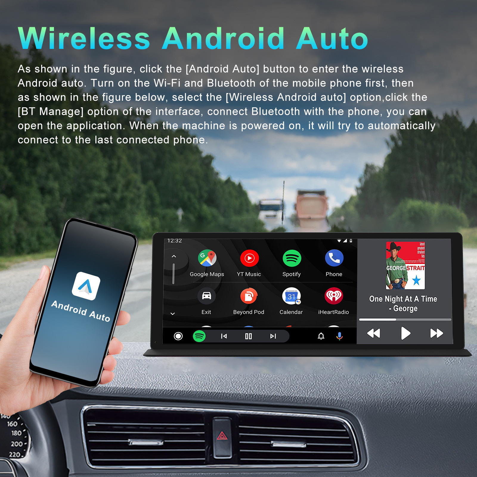 10.26inch Large-Screen Center Console Carplay Android Auto Screen Mirroring 4K Dash Cam 1080P Reversing Camera B