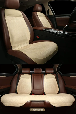 Wool pad — all seasons universal ultra-thin suede deerskin - beige-five-seater-rear-one-piece-without-headrest