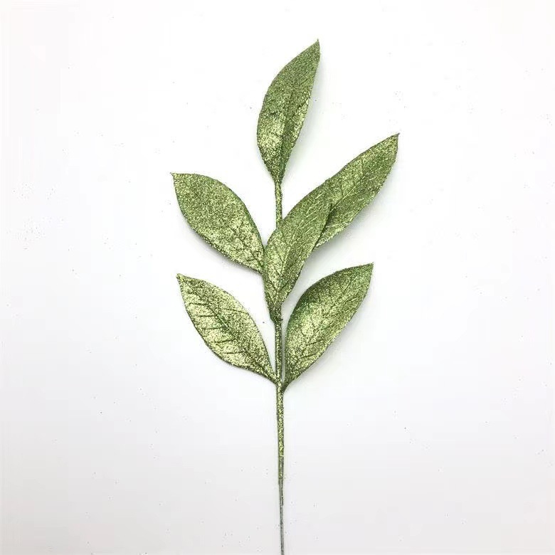 Nuevo 35 * 11CM polvo de oro de Navidad 6 hojas suministro de artesanías transfronterizas hojas de polvo de oro árbol de Navidad guirnalda