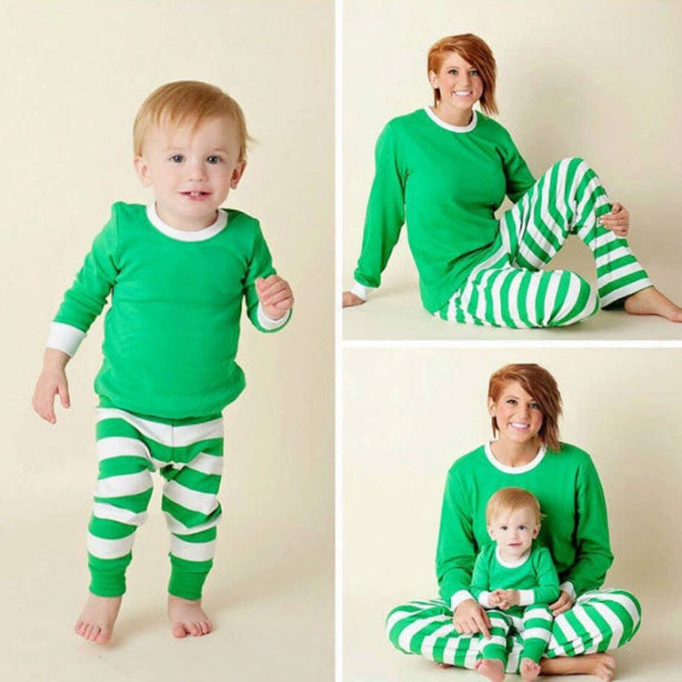 Christmas family pajama set, European style, matching parent‑child striped sleepwear