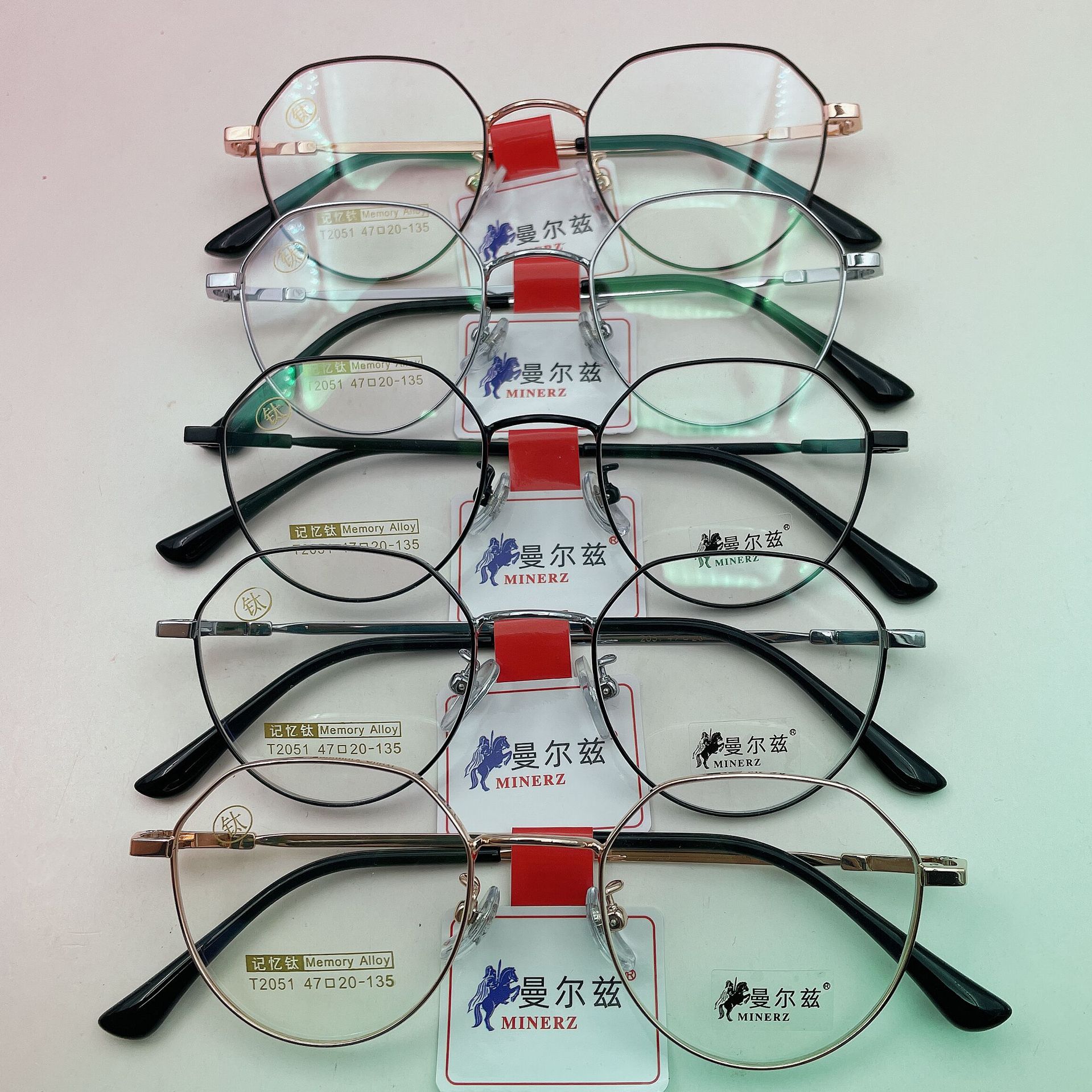 木十九圆形记忆复古钛架多边形光学近视眼镜架精工拉丝半钛眼镜框