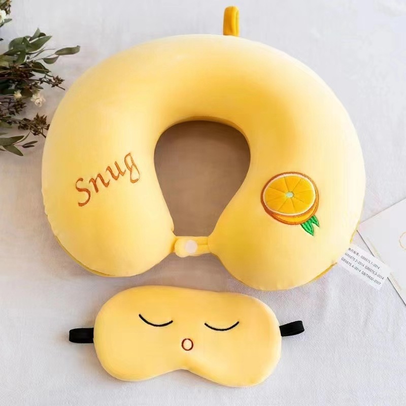 Algodón de memoria transfronteriza almohada de bordado de dibujos animados en forma de U rebote de algodón para el hogar puede establecer logotipo almohada de siesta para viajar en coche