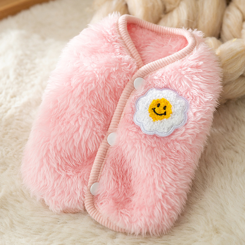 Otoño y invierno perros cachorros pequeños perros adorables macaron chaleco de lana de flores de sol gato ropa de perro