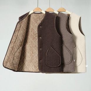 Teddy velvet vest female middle-aged and elderly warm vest mother wear fleece-lined thick cardigan waistcoat grandma vest