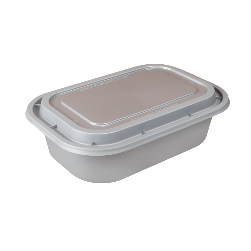 Lv Baokang caja de embalaje desechable de alta calidad rectangular caja de comedor plateada caja de plástico con cubierta arroz frito caja de comida frita