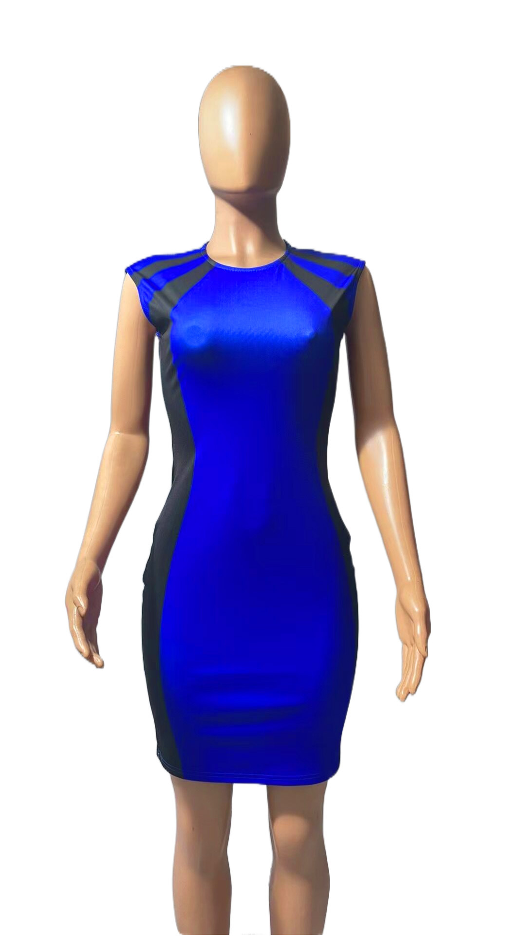 2023 Summer New European And American Style Foreign Trade Women's Clothing Color-Block Sleeveless Round Neck Patchwork_ecoleips.com