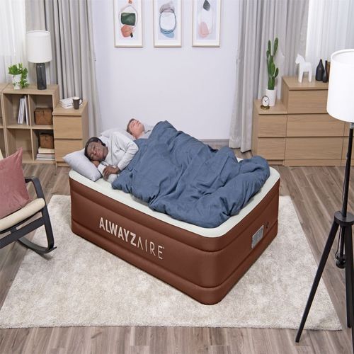 Bestway69037 Double Inflatable Bed with Large Fabric Cover, Built-in European Standard Intelligent Inflator Mattress for Home Use 