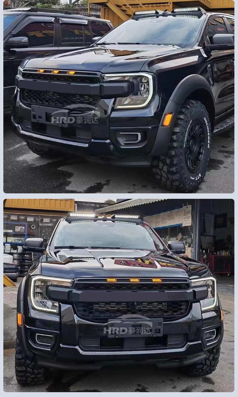 Suitable for Ford Ranger Modification to Raptor-Style Body Kit, Front Grille, Wide-Body Wheel Arches, Black Warrior Kit Modification