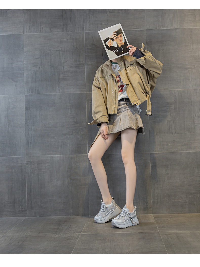 Giày sneaker nữ đế dày phong cách cổ điển phối lưới và da — Vàng lưới 5027-1, Đỏ da 5027, Xám lưới 5027-1, Đỏ lưới 5027-1 chi tiết 38