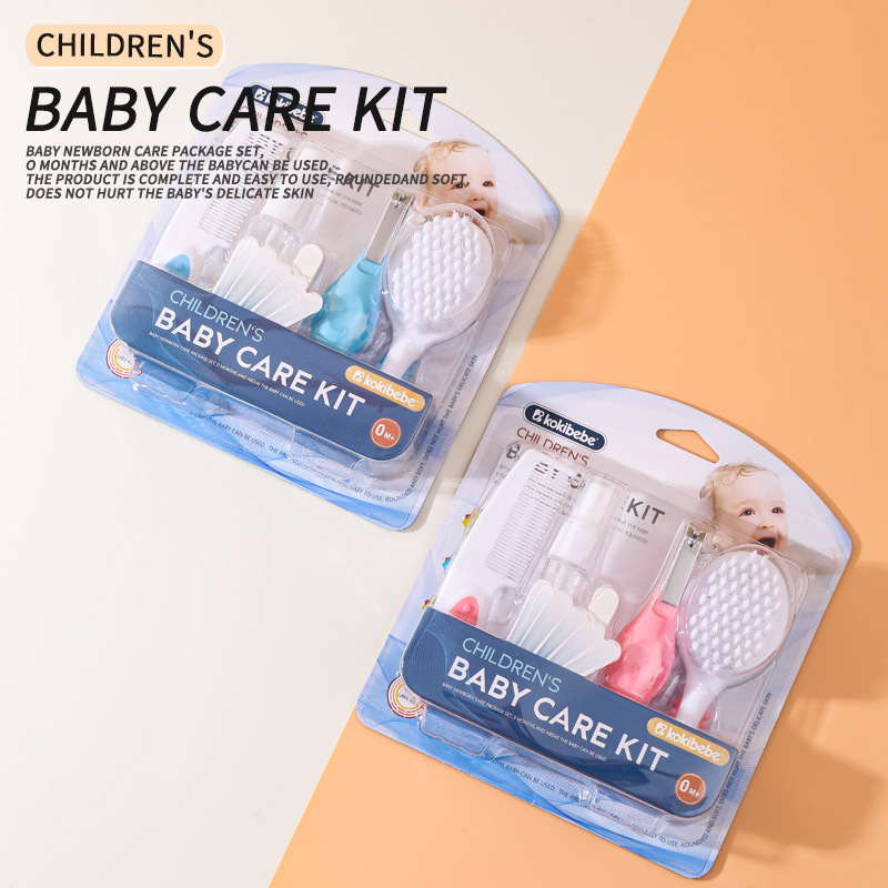 Juego de cuidado del bebé masaje para bebés combinación de cepillo de cuero cabelludo cortaúñas para bebés juego de botella de spray