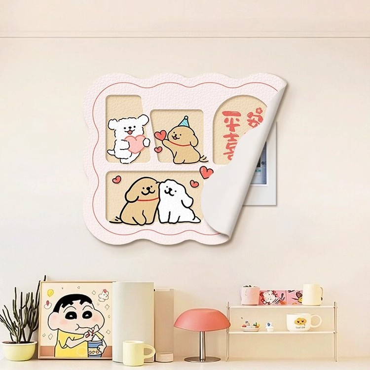 Line Art Puppy Magnetic Meter Box Decorative Painting, No-Drill Cover for Distribution Box, Switch Box, Weak Power Supply Hanging Painting