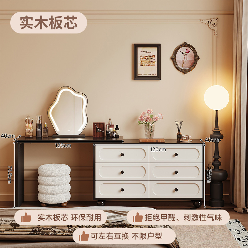 El estilo medieval francés armario de tocador en un dormitorio moderno armario de cama simple 2025 nuevo retro mesa de maquillaje