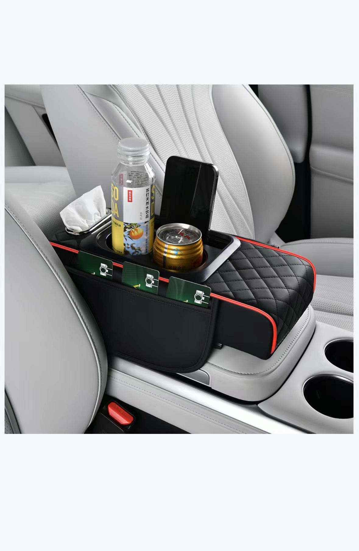 Z4P Car Armrest Box Pad Hei Pad small size 4-in -1 Car Tissue Box Storage Bag Water Cup Holder Multifunctional