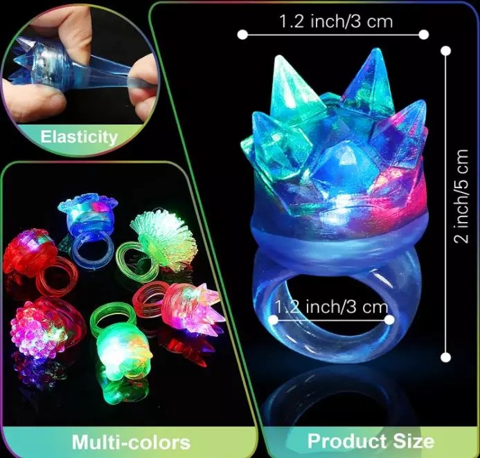 El partido luminoso del anillo de la corona de la fresa del suministro transfronterizo llevó el anillo de dedo TPR anillo de juguete de goma suave flash