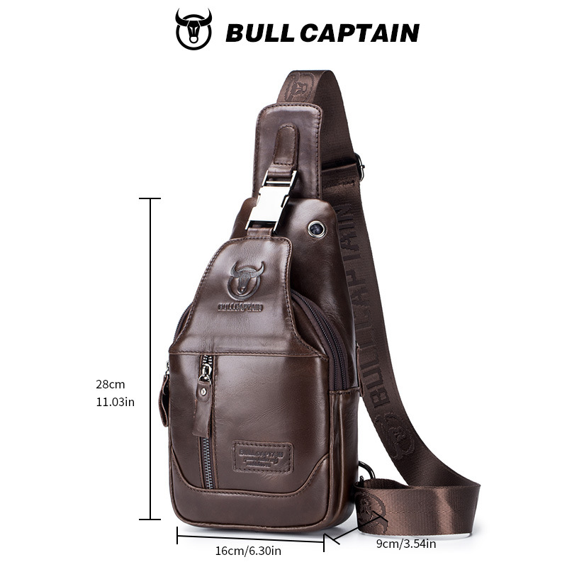 Capitán Niu cuero BULLCAPTAIN primera capa de piel de vaca de cuero de los hombres de hombro crossbody bolso de cuero ocasional al por mayor
