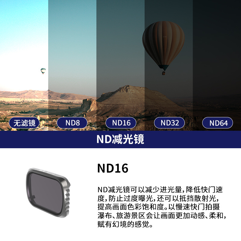 JUNESTAR filtro adecuado para DJI Dajiang UAV Royal Mavic Air2S filtro ND cplmirror de reducción de luz