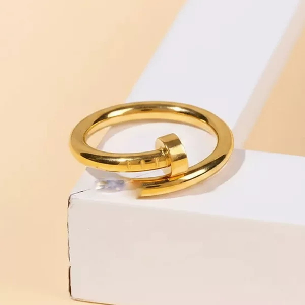Cross-Border Stainless Steel Cartier-Style Nail Ring Without Diamonds, Couple's Open Ring, European and American Light Luxury Wholesale Rings for Men and Women