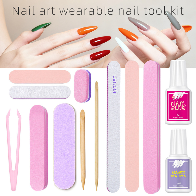 Manicure Care Set, Manicure Tools, Manicure Glue Remover, Rubbing Strips, Fingernail Removal, Dead Skin Removal, Novice Home Use