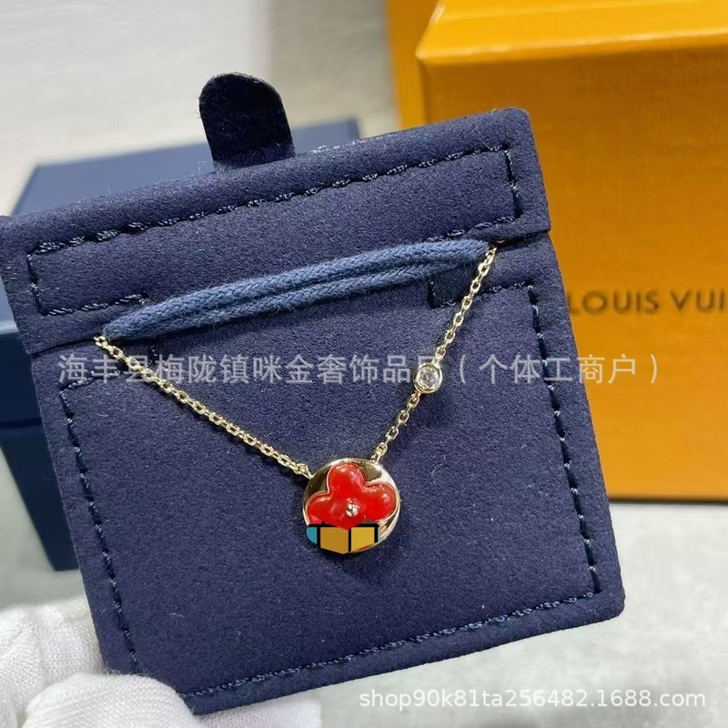 V金L驴家白贝母天然粉贝老花菱形项链银镀18k玫瑰金CNC精雕锁骨链|undefined