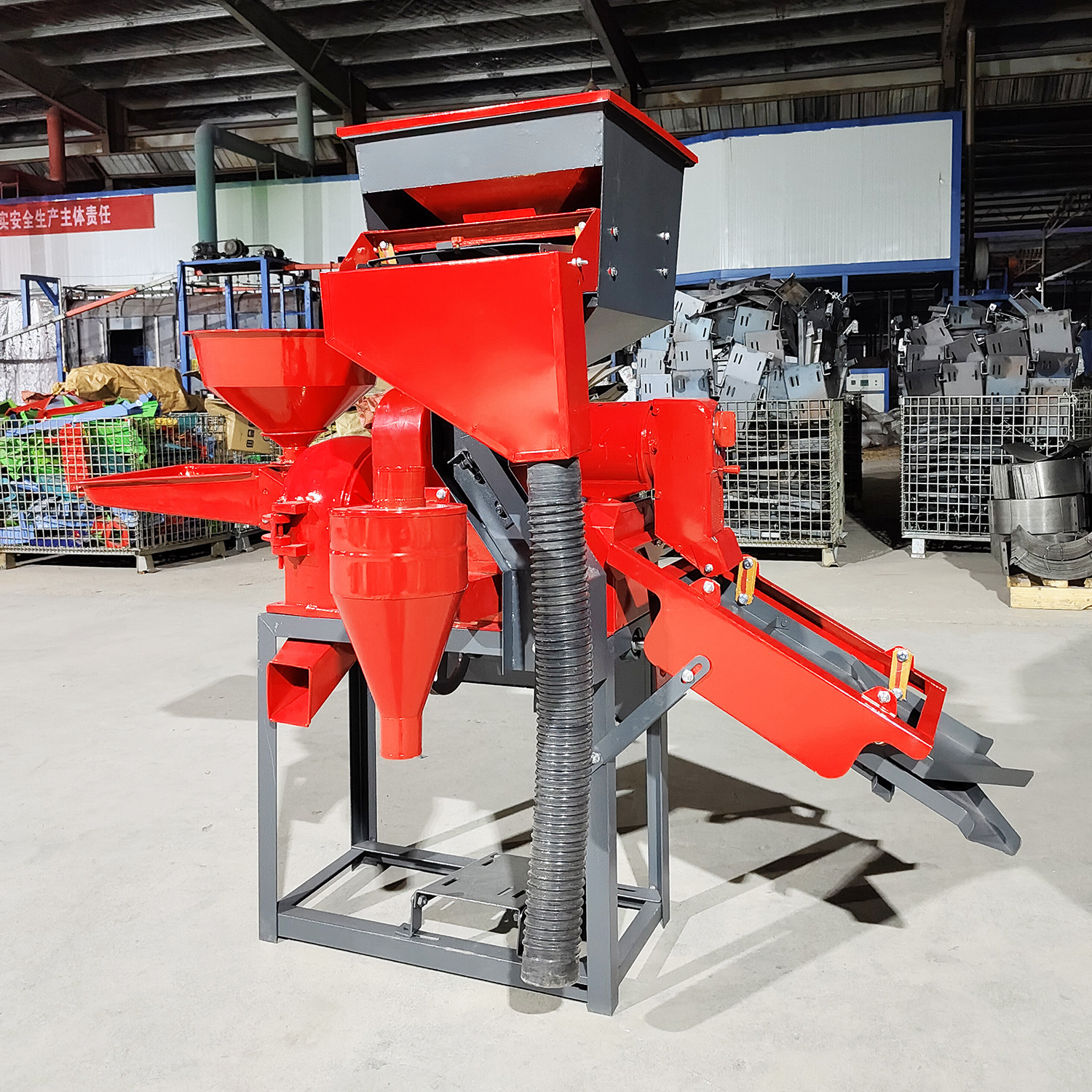 Molino de arroz multifuncional de paja fina comercial con trituradora con máquina de elevación de vibración de eliminación de piedras Molino de arroz fino