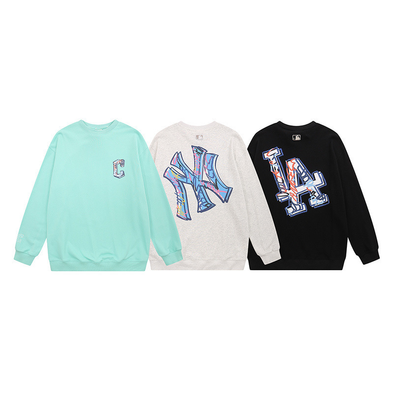 Fashionable Brand Mlb2025 Autumn and Winter New Style Round Neck Sweatshirt with Large Logo Printed on the Back, High Version Men's and Women's Couple Shirts