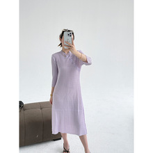 2025春季新中式改良旗袍裙高端设计感重磅肌理显瘦褶皱连衣裙女