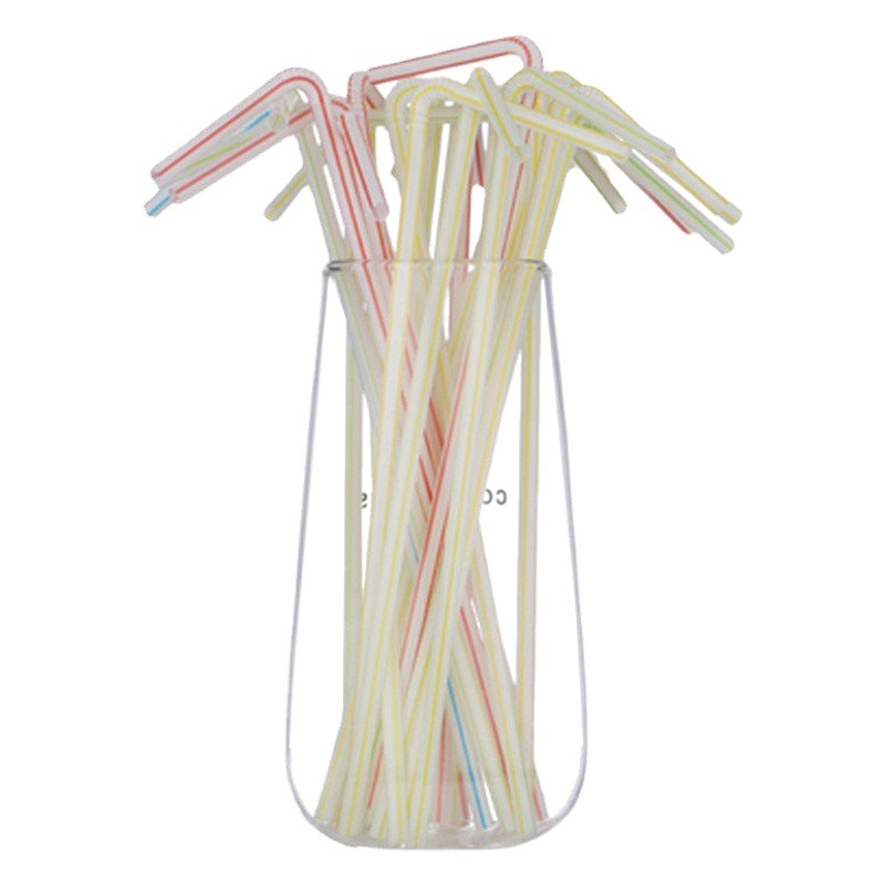 Paja de rayas de color directo de fábrica PP paja de plástico 100 paja de codo desechable