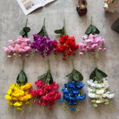 5叉の剣の蘭のシミュレーションの花の結婚祝いの装飾の工事の絹の花のホテルの家の置物のシミュレーションの花束の小さい花