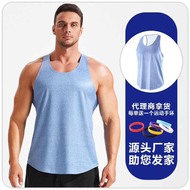 El músculo de los hombres de verano suelta más chaleco transpirable de secado rápido sin mangas camiseta de fitness deportes maratón camisa de entrenamiento