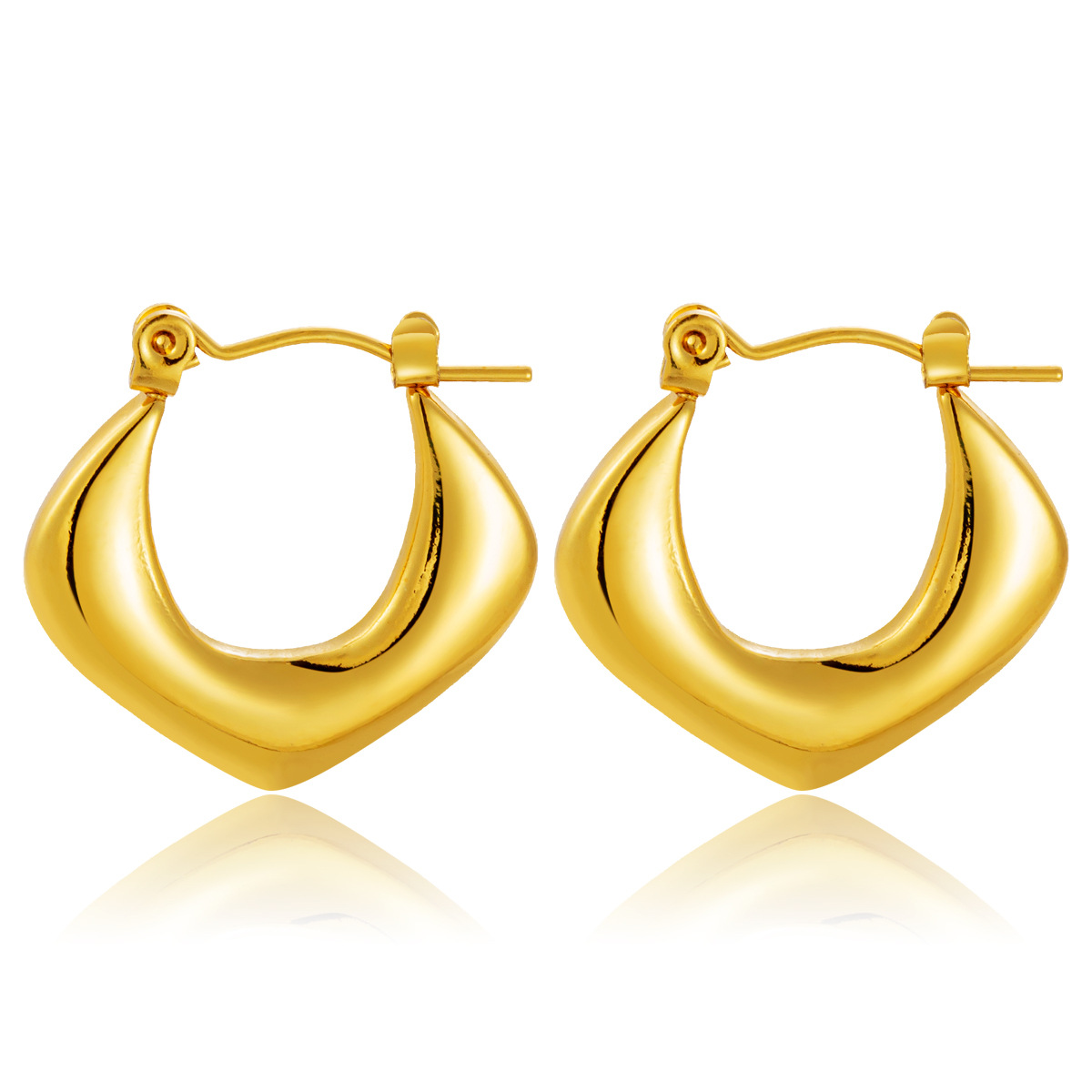 Europa y los Estados Unidos venta caliente alta sensación de acero inoxidable simple viento amplio aretes de presión de aceite 18K oro real chapado fábrica directa