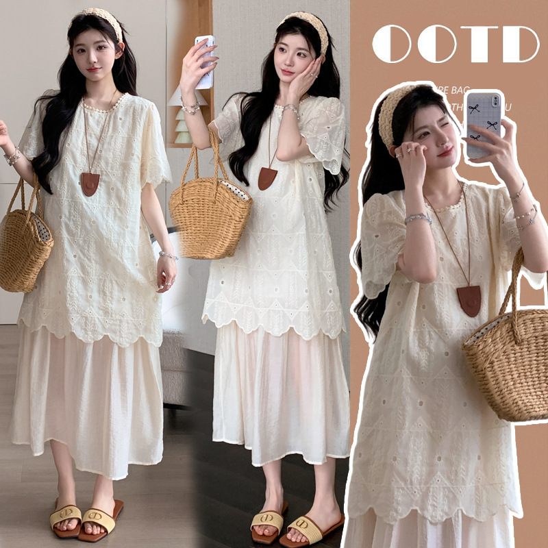 Beautiful Maternity Dresses 2026 New Summer High-End Stylish Loose Plus-Size Patchwork Dress for Pregnant Women Summer Beautiful Maternity Dresses 2026 New Summer High-End Stylish Loose Plus-Size Patchwork Dress for Pregnant Women Summer