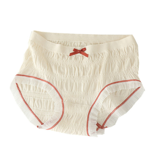 Underwear for girls Japanese style small fresh cream puff mid-waist high elastic breathable pure cotton crotch student underwear for women
